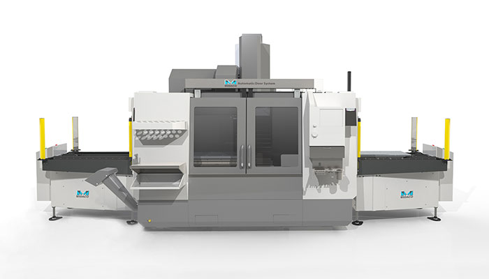 Vertical machining center with  MIDACO Dual Shuttle Automatic Pallet Changer.